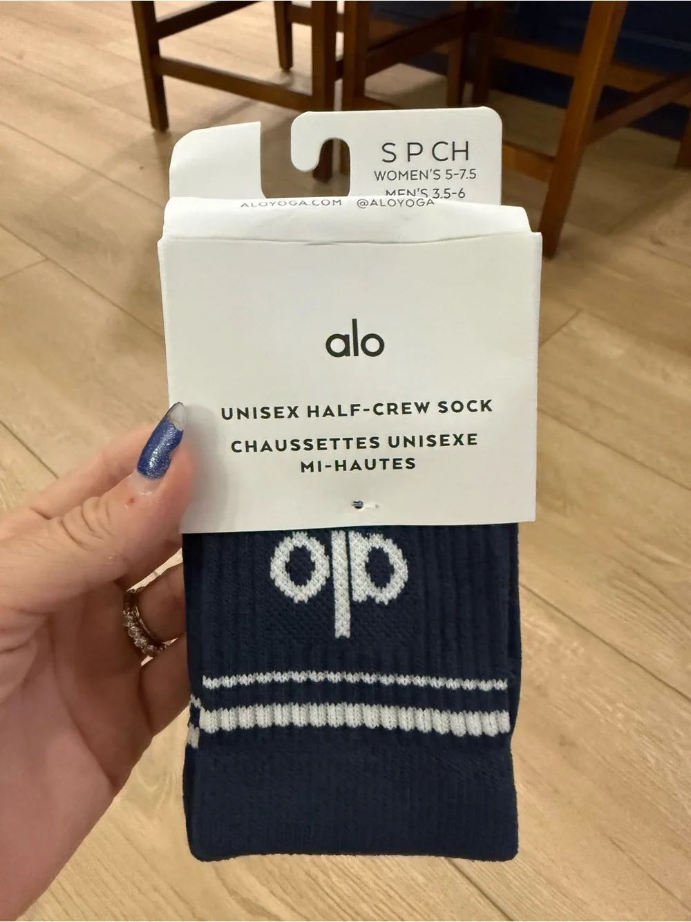 ALO Yoga Navy Unisex Half-Crew Socks